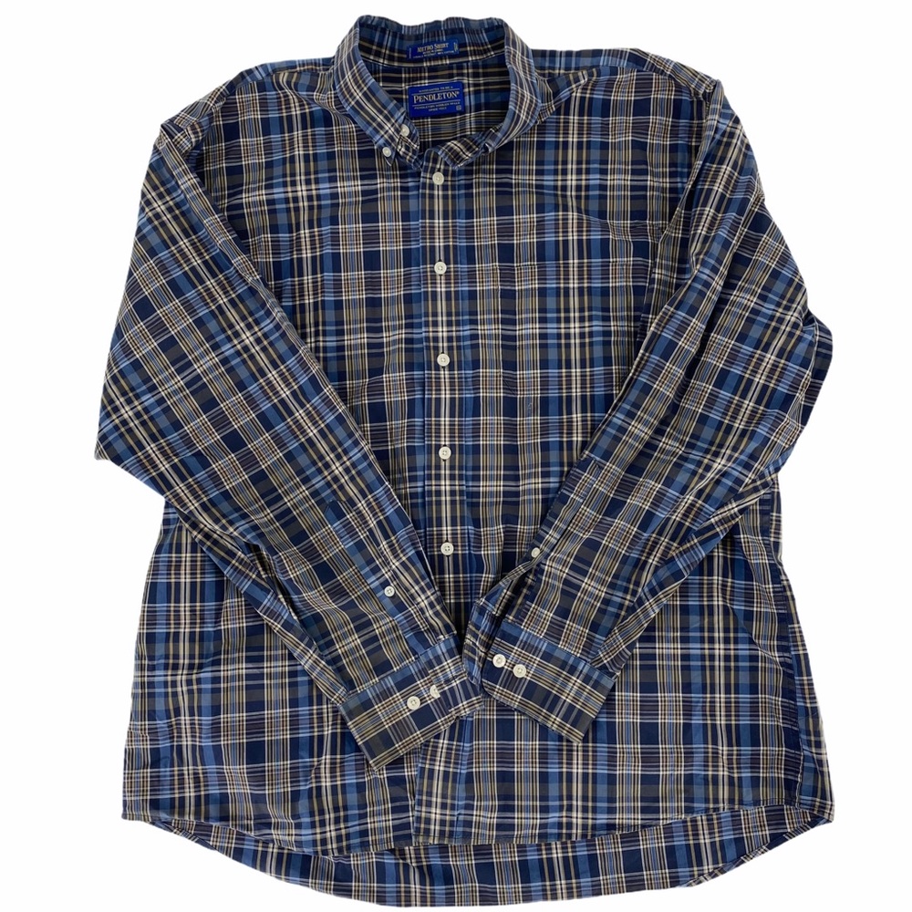 Pendleton Metro Shirt Cotton Button Blue Size XL